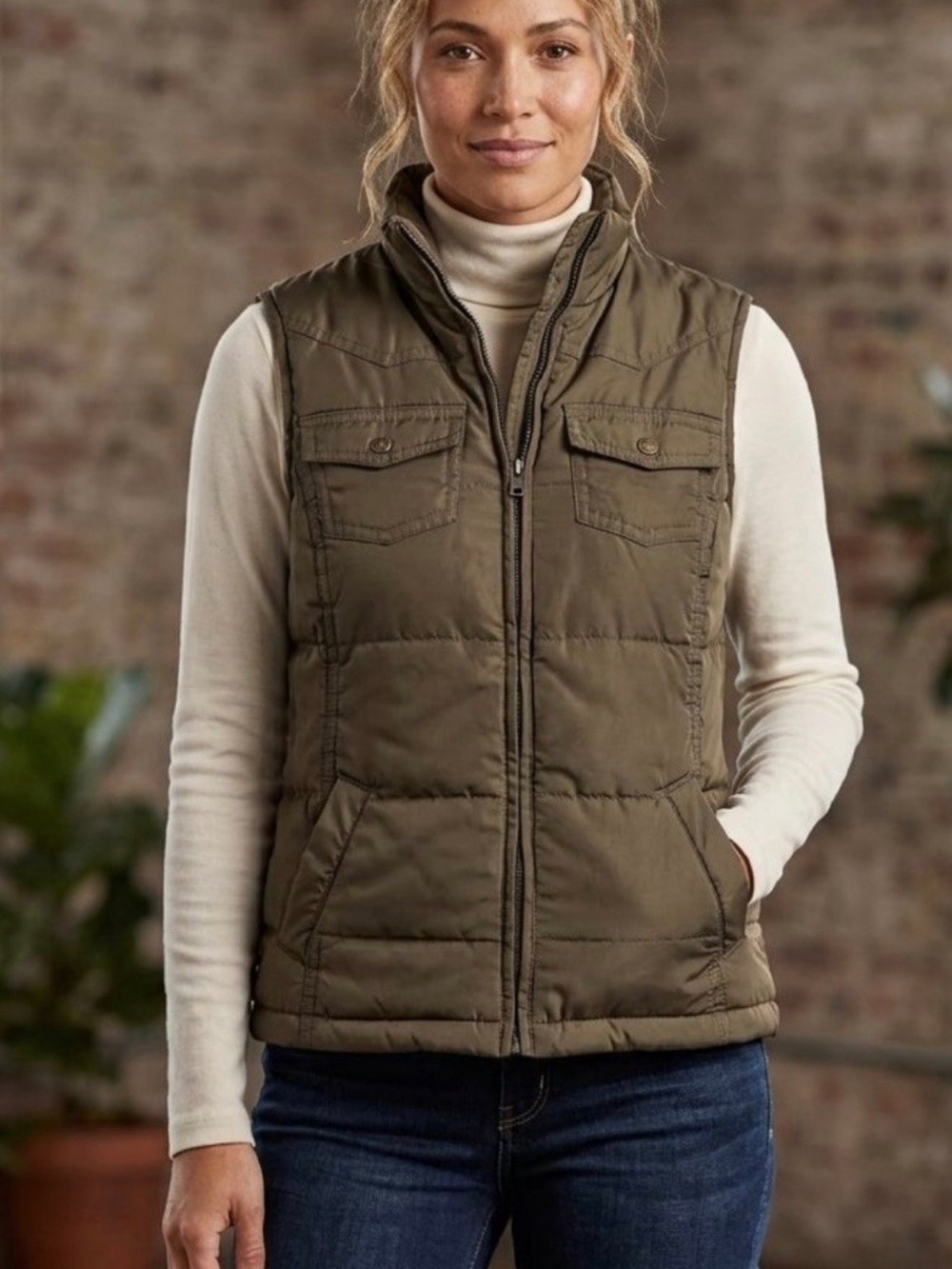 Ariat Quilted Utility Vest, brown, SZ medium